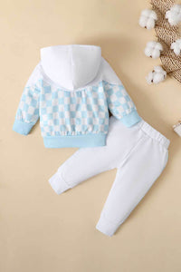 Baby Checkered Quarter-Zip Hoodie and Joggers Set