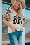 GIRL GANG Leopard V-Neck Flounce Sleeve Top