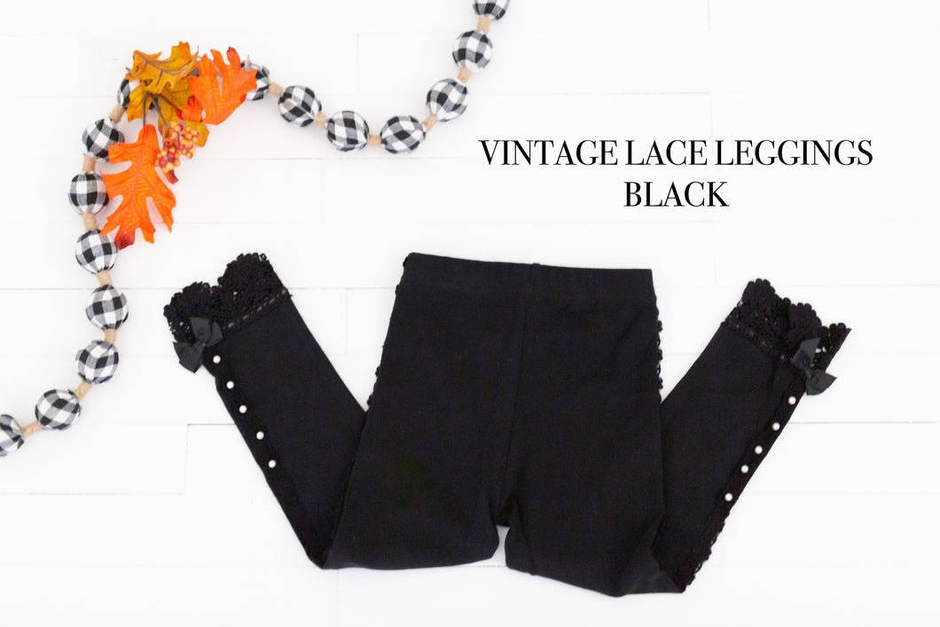 VINTAGE LACE LEGGINGS BLACK