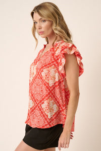 Mittoshop Printed Butterfly Sleeve Blouse