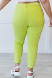 Judy Blue Gabriella Cuffed Slim Fit Jeans in Lime Green