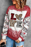 LOVE Plaid Leopard Dropped Shoulder Sweatshirt
